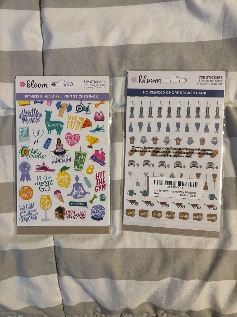 Bloom Planner Sticker Packs:  Fitness and Household Chores